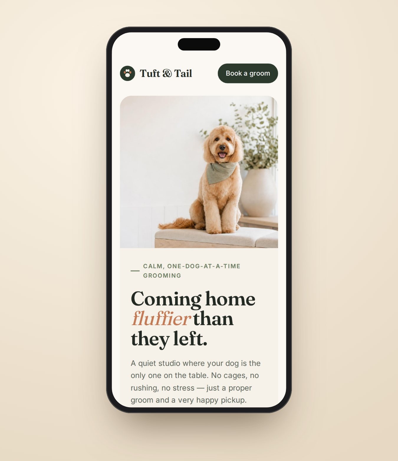 Tuft & Tail after Lesson 3 — the live example site.
